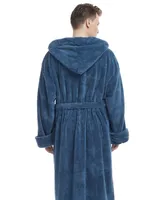 Arus Men's Soft Fleece Robe, Ankle Length Hooded Turkish Bathrobe