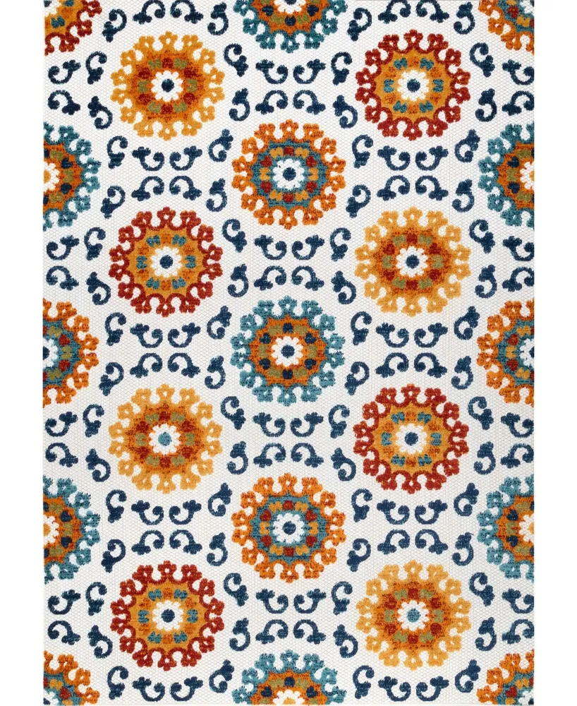 nuLoom Claudia Transitional Aurora Multi 6'7" x 9' Outdoor Area Rug