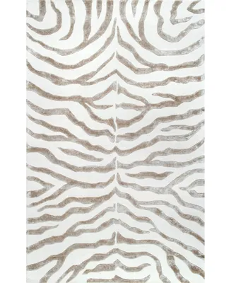 nuLoom Feral Hand Tufted Plush Zebra Gray 7'6" x 9'6" Area Rug