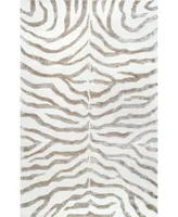 nuLoom Feral Hand Tufted Plush Zebra Gray 7'6" x 9'6" Area Rug