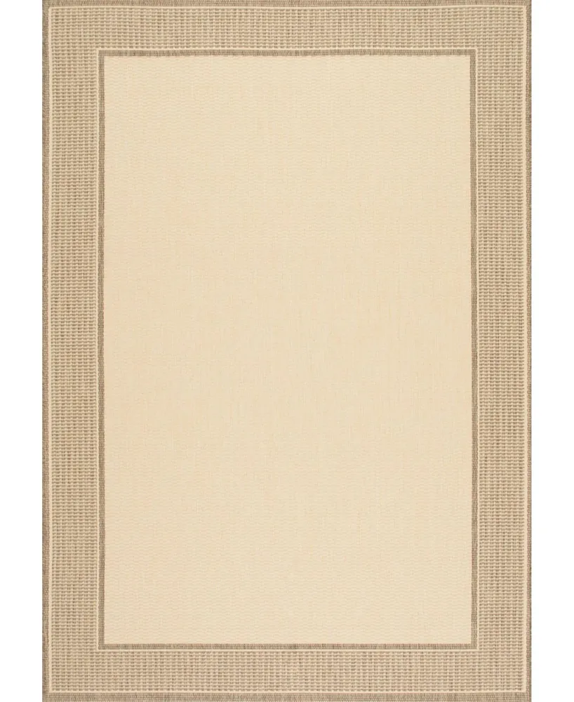 nuLoom Dawn Gris Border Beige 6'3" x 9'2" Outdoor Area Rug