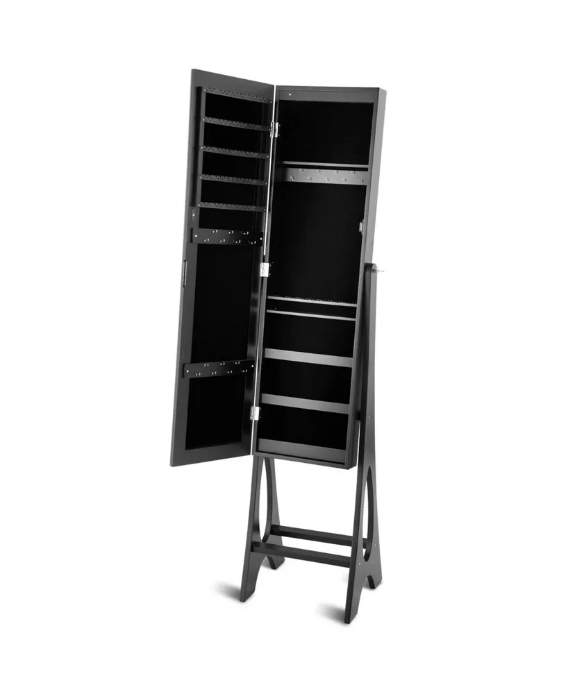 Costway Led Jewelry Cabinet Organizer Bevel Edge Mirrored Standing