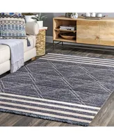 nuLoom Simone Roberge Diamonds Blue 5' x 8' Outdoor Area Rug