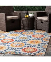 nuLoom Claudia Transitional Aurora Multi 6'7" x 9' Outdoor Area Rug