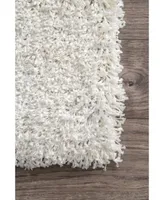 nuLoom Easy Shag Marleen Plush White 6'7" x 9' Area Rug