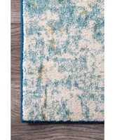 nuLoom Bodrum Vintage-Inspired Abstract Waterfall Blue 6'7" x 9' Area Rug