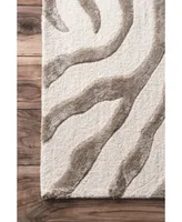 nuLoom Feral Hand Tufted Plush Zebra Gray 6' x 9' Area Rug