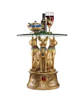 Design Toscano Royal Golden-Tone Bastet Egyptian Side Table