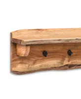 Alaterre Furniture Hairpin Natural Live Edge Bench with Coat Hook Shelf Set