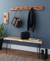 Alaterre Furniture Hairpin Natural Live Edge Bench with Coat Hook Set