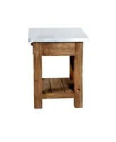 Alaterre Furniture Millwork Wood and Zinc Metal End Table with Shelf