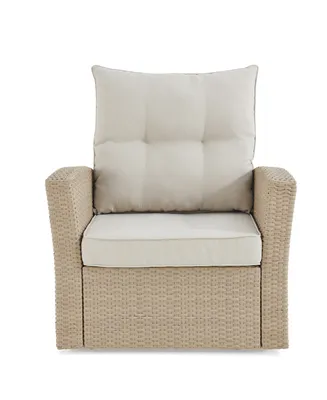Alaterre Furniture Canaan All-Weather Wicker Outdoor Armchair with Cushions