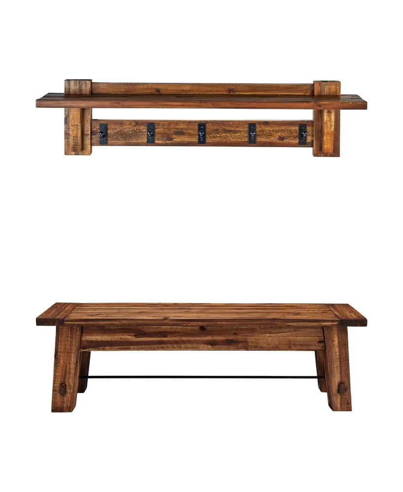 Alaterre Furniture Durango Industrial Wood Coat Hook Shelf and