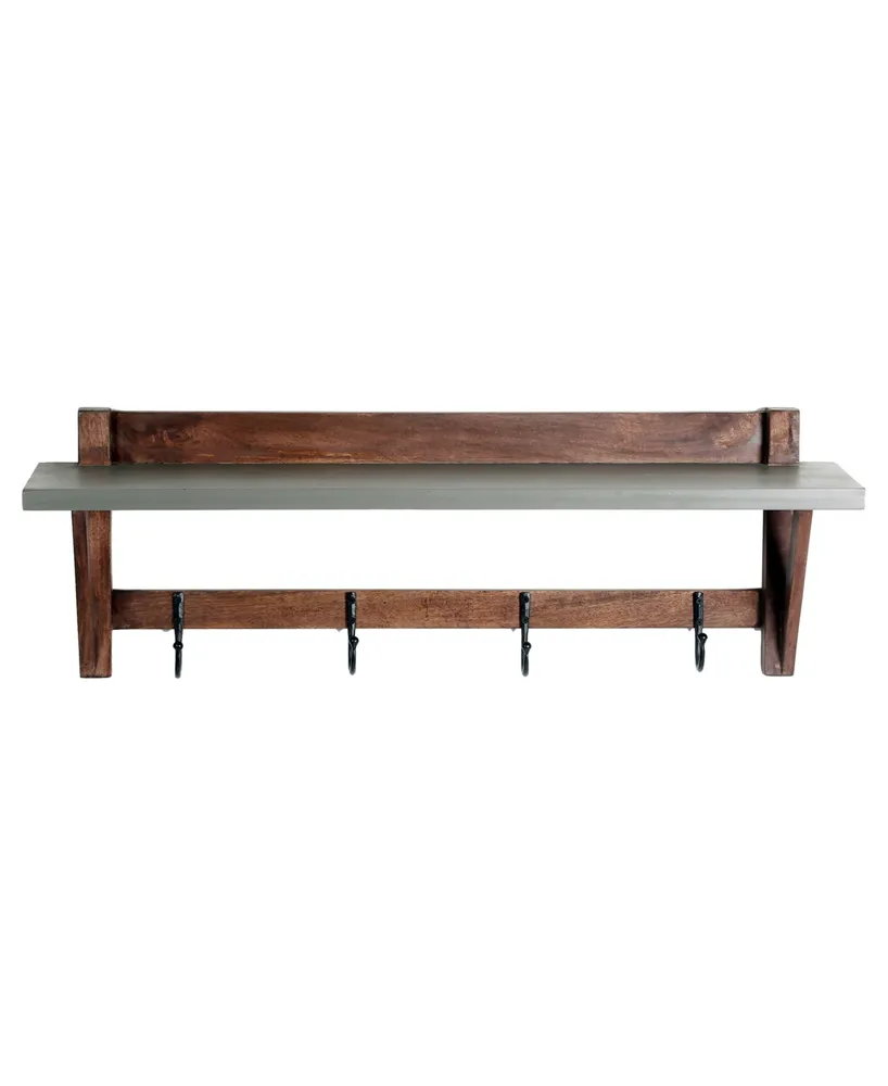 Alaterre Furniture Brookside Cement-Top Wood Entryway Coat Hook and Bench