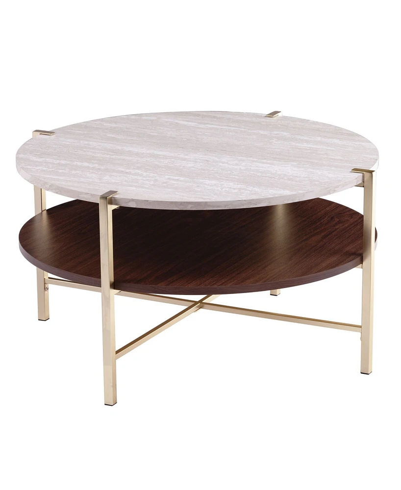 Southern Enterprises Valera Round Faux Marble Cocktail Table