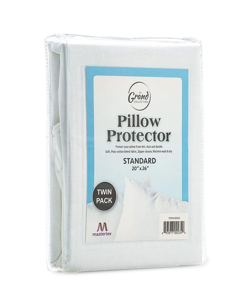 The Grand Hypoallergenic Breathable Pillow Protector with Zipper – White (2 Pack)