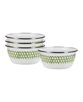 Golden Rabbit Scallop Enamelware Salad Bowls, Set of 4