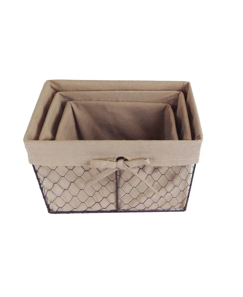 Design Imports Chicken Wire Natural Liner Basket Set of 3