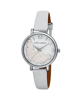 Laura Ashley Women's Floral Bounty White Polyurethane Strap Watch 38mm