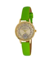 Laura Ashley Women's Spray Crystal Dial Olive Polyurethane Strap Watch 32mm