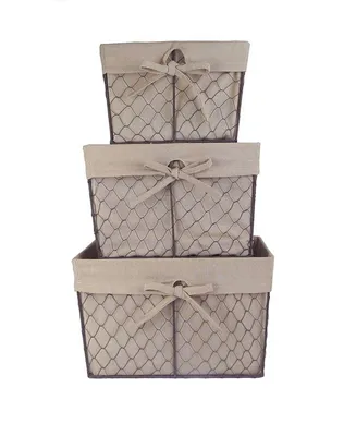 Design Imports Chicken Wire Natural Liner Basket Set of 3