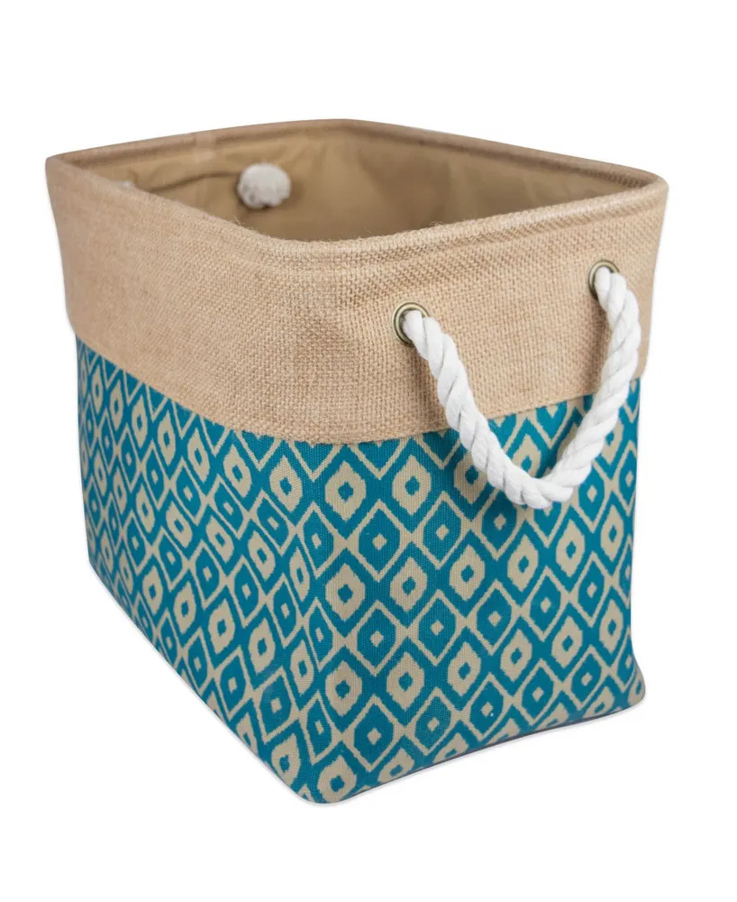 Design Imports 14" Ikat Printed Rectangle Burlap Bin