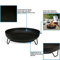 23-Inch Small Fire Pit for Patio - Outdoor Wood-Burning Fire Pit Bowl - Black
