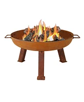 Inch Cast Iron Heavy-Duty Fire Pit for Outside - Wood-Burning Outdoor Fire Pit Bowl with Handles