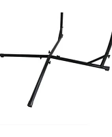 Double Cushion Hanging Rope Hammock Chair with X-Stand for Backyard and Patio - 250 lb Weight Capacity - Sunset