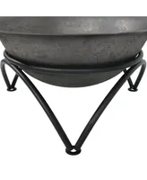 Sunnydaze Decor 23.5-Inch Fire Wood-Burning Cast Iron Fire Pit Bowl and Stand - Dark Gray