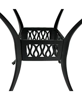 Sunnydaze Decor Cast Aluminum Patio Dining Table with Umbrella Hole - 35-Inch Square - Black
