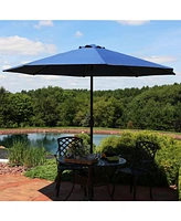 9-Foot Patio Umbrella with Fade Resistant Canopy - Auto Tilt and Crank - Rust-Resistant Aluminum Pole - Navy Blue