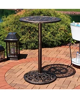 40-Inch H Cast Iron Bar Height Patio Table - 26-Inch Tabletop Diameter - Bronze Color