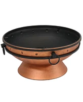 Sunnydaze Decor 31-Inch Outdoor Fire Pit - Wood Fire Pit for Outside with Handles, Log Poker, and Spark Screen - Copper Finish