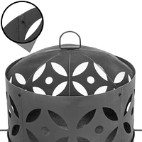 Sunnydaze Decor 26-Inch Cast Iron Retro Fire Pit Bowl with Handles and Spark Screen