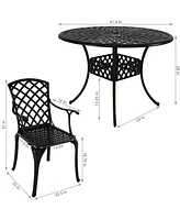 Sunnydaze Decor 5-Piece Cast Aluminum Patio Dining Set - 4 Chairs and Table - 41" Diameter Table - Black