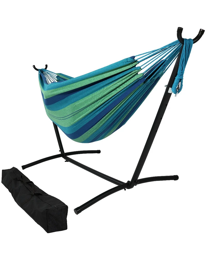 Sunnydaze Decor Double Brazilian Hammock with Stand and Carrying Case