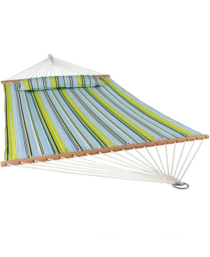 Two-Person Quilted Fabric Hammock with Spreader Bars