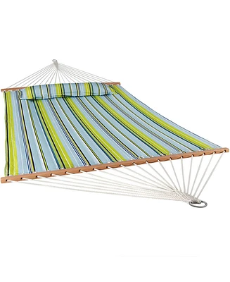 Two-Person Quilted Fabric Hammock with Spreader Bars