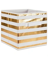 Design Imports Non-woven Polyester Cube Stripe Square Set of 4