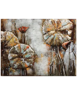 Empire Art Direct Water Lilly Pads 1 Mixed Media Iron Hand Painted Dimensional Wall Art, 36" x 48" x 2.4"