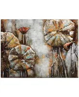 Empire Art Direct Water Lilly Pads 1 Mixed Media Iron Hand Painted Dimensional Wall Art, 36" x 48" x 2.4"