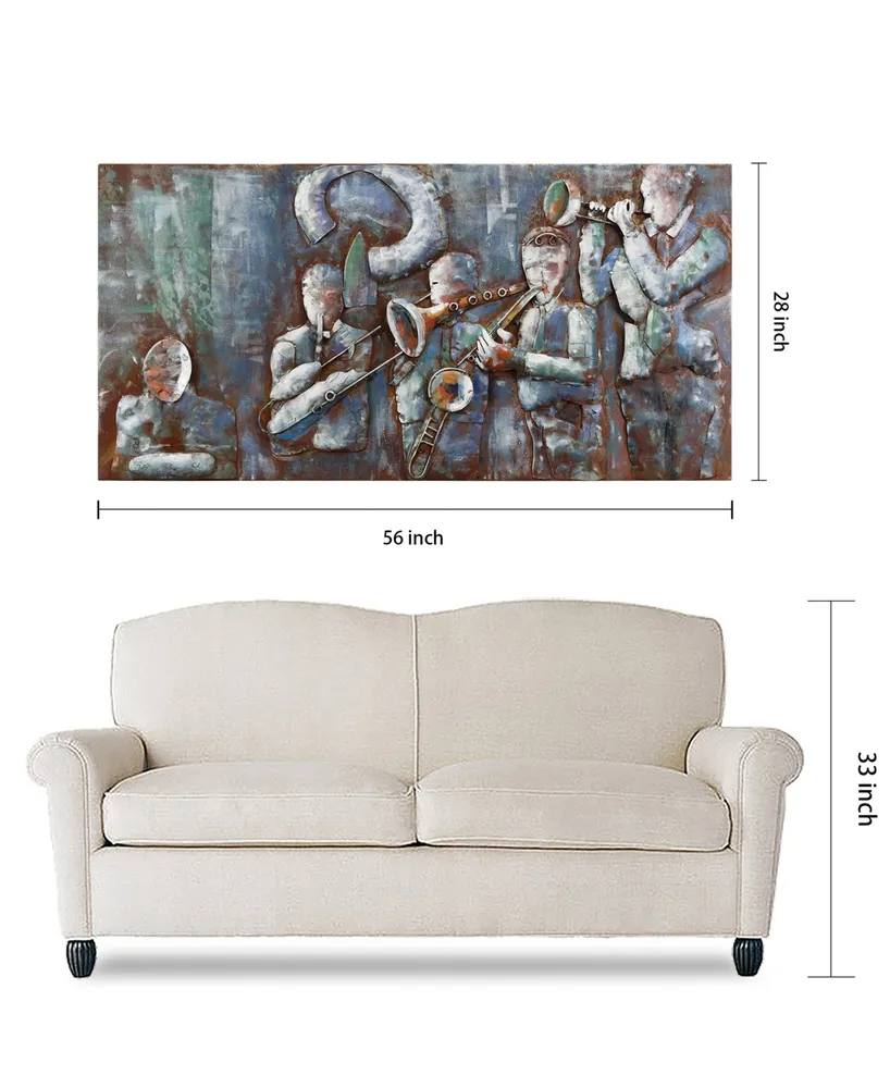 Empire Art Direct Jazz Band Mixed Media Iron Hand Painted Dimensional Wall Art, 28" x 56" x 2.4"