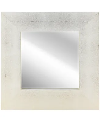 Empire Art Direct Beveled Wall Mirror Metallic Faux Shagreen Leather Framed Leaner, 30" x 30" x 3"