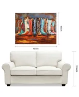 Empire Art Cowboy's Boots Mixed Media Iron Hand Painted Dimensional Wall Art, 30" x 40" x 2.4"