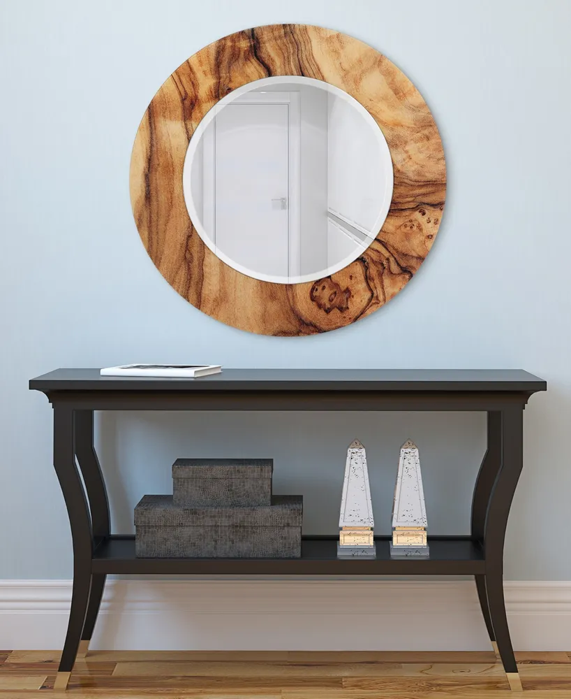 Empire Art Direct Forest Round Beveled Wall Mirror on Free Floating Reverse Printed Tempered Art Glass, 36" x 36" x 0.4"