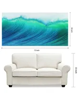 Empire Art Direct Blue Wave Frameless Free Floating Tempered Art Glass Wall Art by Ead Art Coop, 36" x 72" x 0.2"