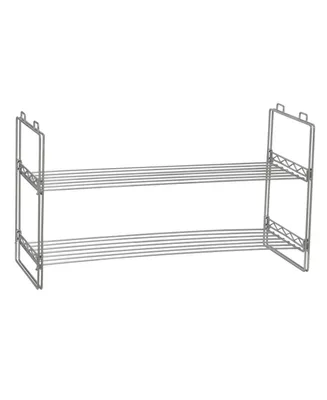2 Tier Shoe Rack, Stackable Wire Frame, Holds 6 to 8 Pairs of Shoes, Great for Smaller or Larger Footwear, Additional Shelving, Chromelike Finish