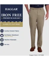 Haggar Men's Premium Classic-Fit Wrinkle-Free Stretch Elastic Waistband Dress Pants