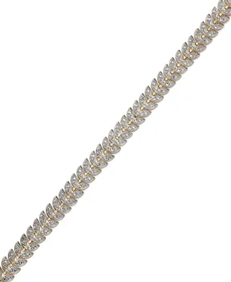 Diamond Accent Leaf Bracelet in 18k Gold over Sterling Silver